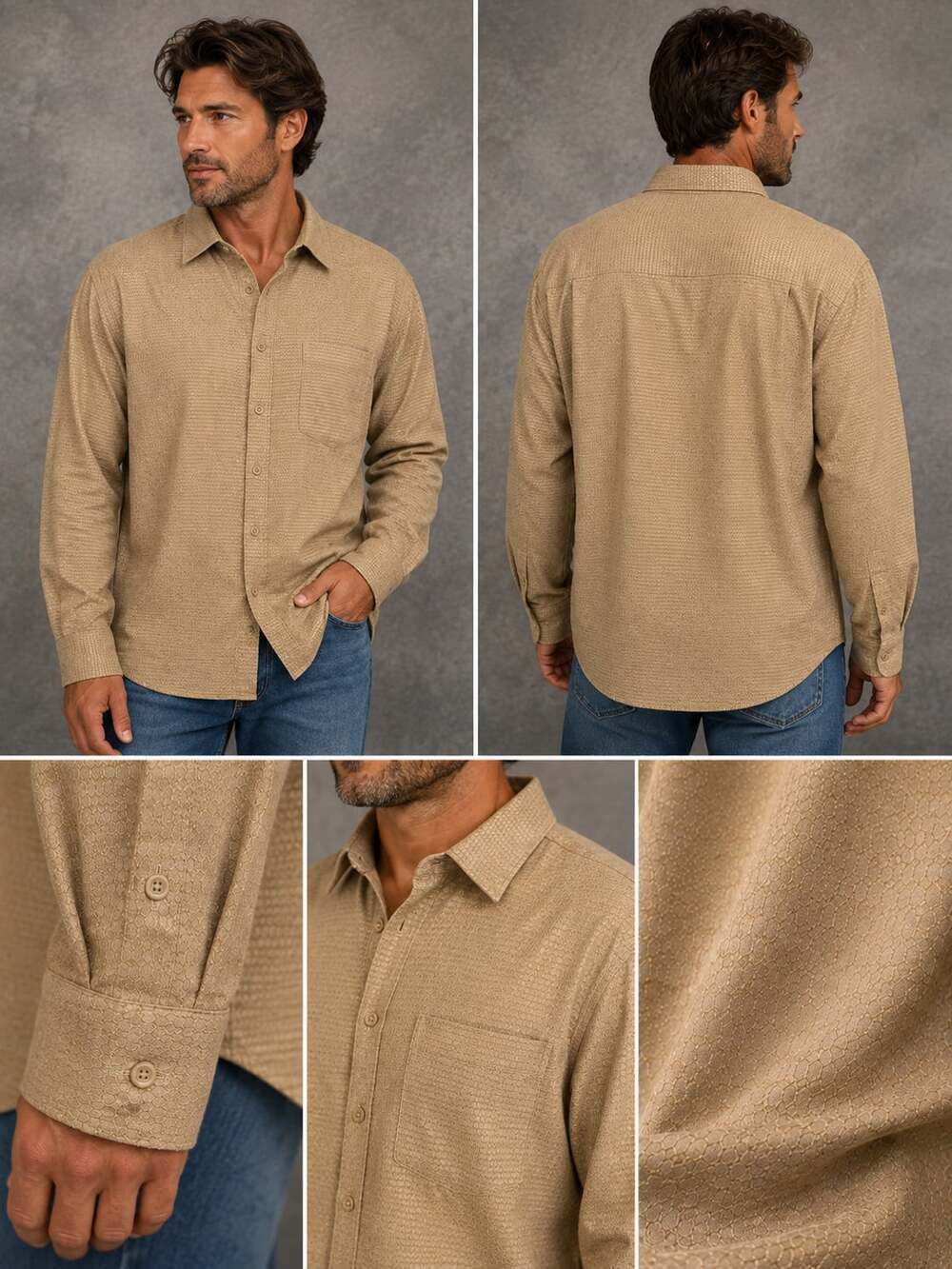 Van Heusen Soft Suede Long Sleeve Button-Up Shirt